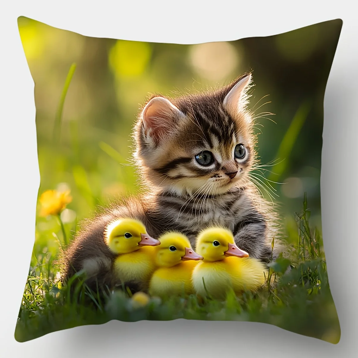 4pcs Cute Kitten Duckling Pillow Covers 45x45cm Double-sided Printed Cushion Cases Animal Throw Pillowcase Home Decor No Insert