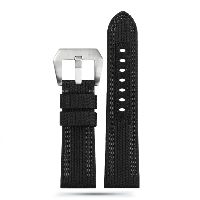 24mm 26mm Nylon Canvas Leather Watch Strap for Panerai 00984 985 Luminor Accessories Bracelet Black Blue Watch Strap Free Tools
