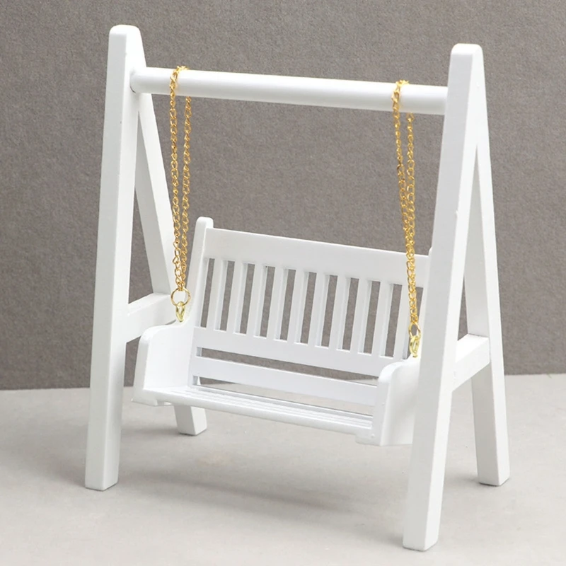 1:12 Swing Chair Toy Dollhouse Miniature Furniture Swing Chair DIY Garden for Play Scene House Layout Children’s Dolls A