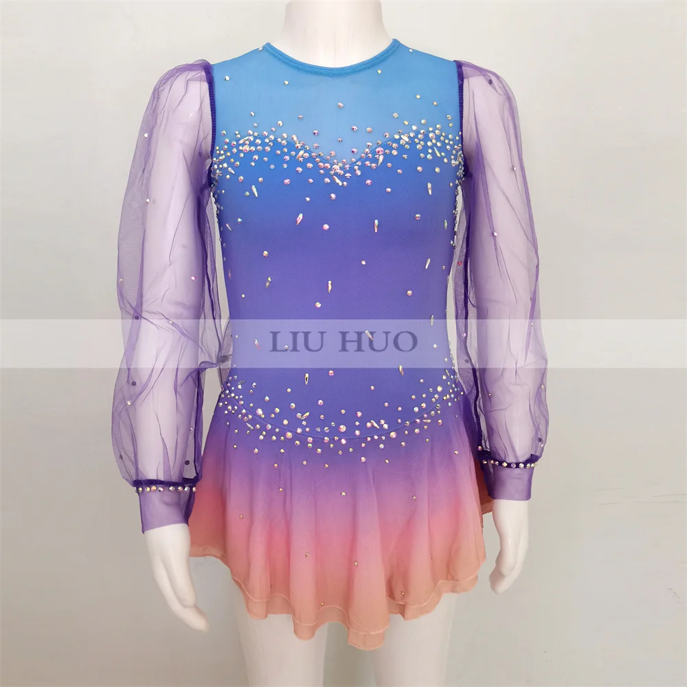 LIUHUO Ice Dance Figure Skating Dress Women Princess Teen Girl Customize Costume Performance Competition Roller Purple Dance