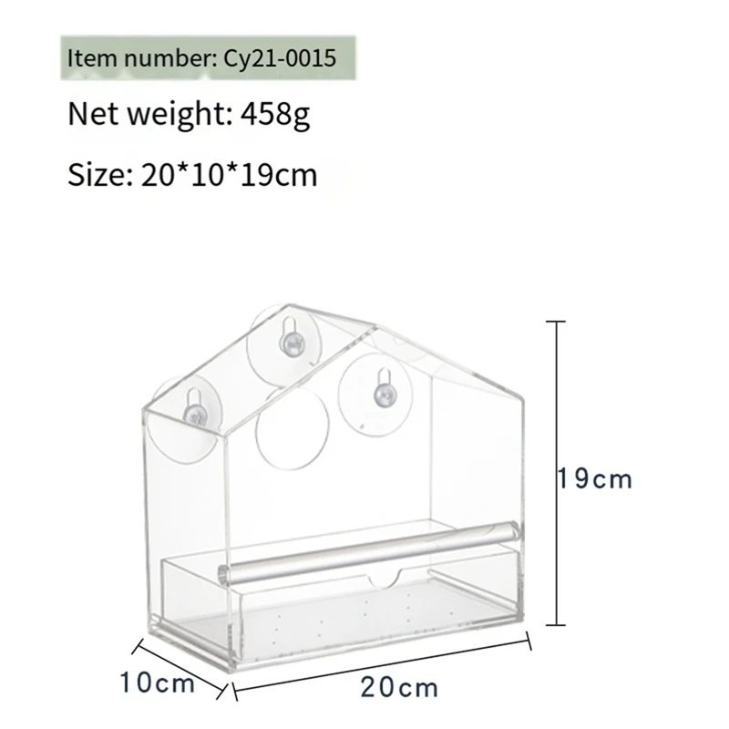 Настенная пластиковая птичья клетка, прозрачная маленькая птичья клетка для домашних животных, настенная кормушка, уличная адсорбционная пластиковая птичья кормушка