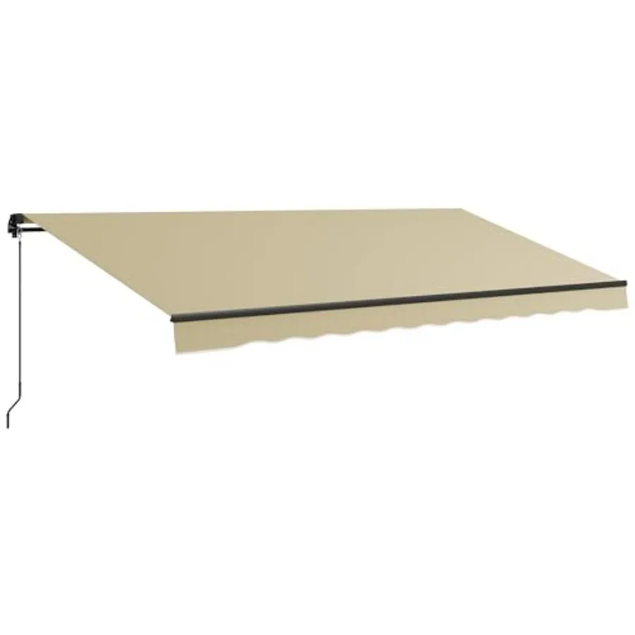 

Retractable Awning for Patio, Deck, Balcony, Yard 280gsm UV Resistant Beige Fabric, Aluminum Frame, Manual Crank Handle Sunshad