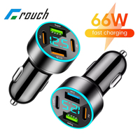 4 Ports 66W Car Charger Digital Display PD QC3.0 Car Phone Charger USB Type C Adapter in Car For iphone 15 14 13 Samsung Xiaomi