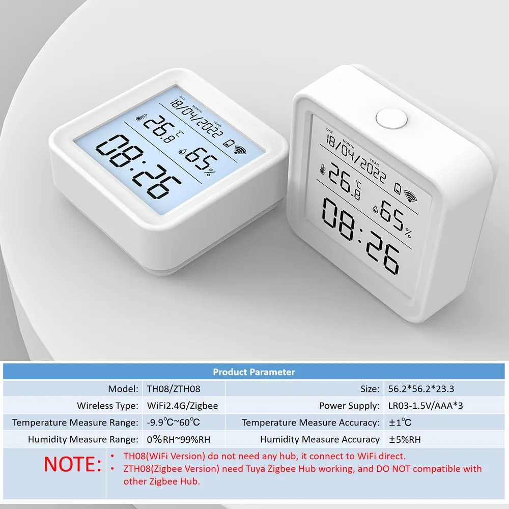 Tuya Zigbee WiFi Temperature Humidity Sensor Hygrometer Thermometer Detector Smart Life Remote Control Support Alexa Google Home