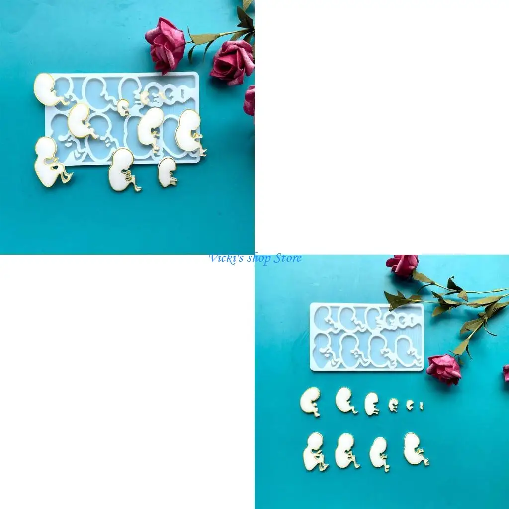 

Handmade Silicone Mould Jewelry Ornaments Casting Mold DIY Crafts Fetus Development in October Growth Epoxy Resin Mold