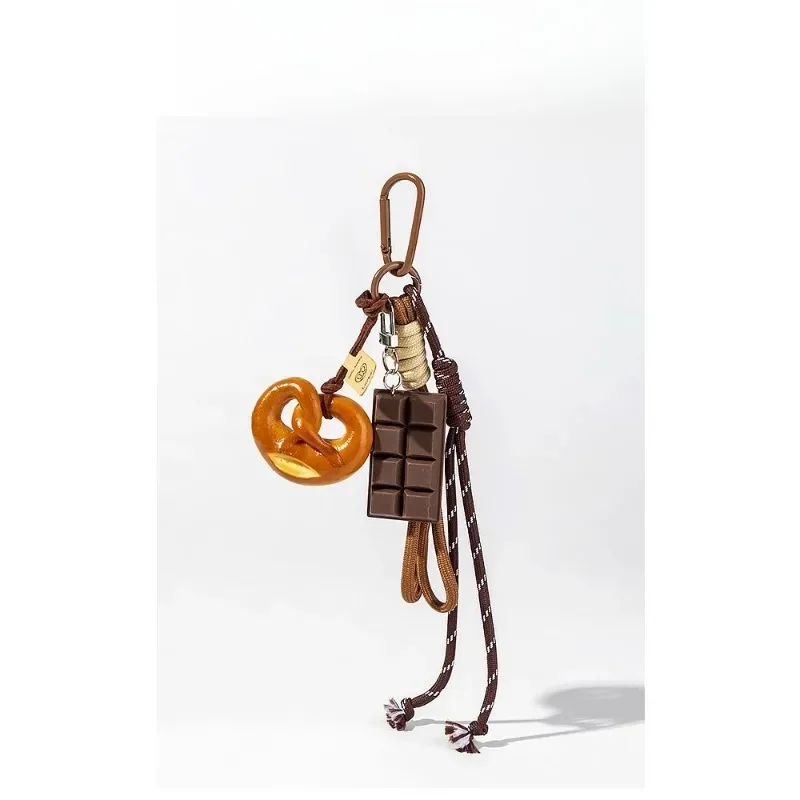 alkaline water bread pendant, lanyard, chocolate accessories, high-end keychain, niche pendant.
