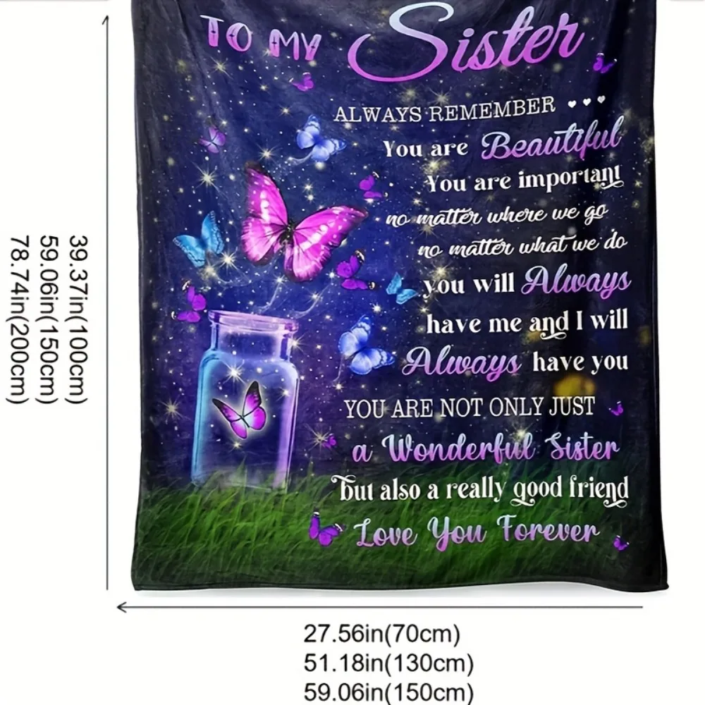 1 قطعة بطانية الأرجواني فراشة طباعة ل شقيقة هدية دافئ رقيق الفانيلا بطانية لغرفة المعيشة ديكور غرفة نوم 2026 هدية السنة الجديدة #6