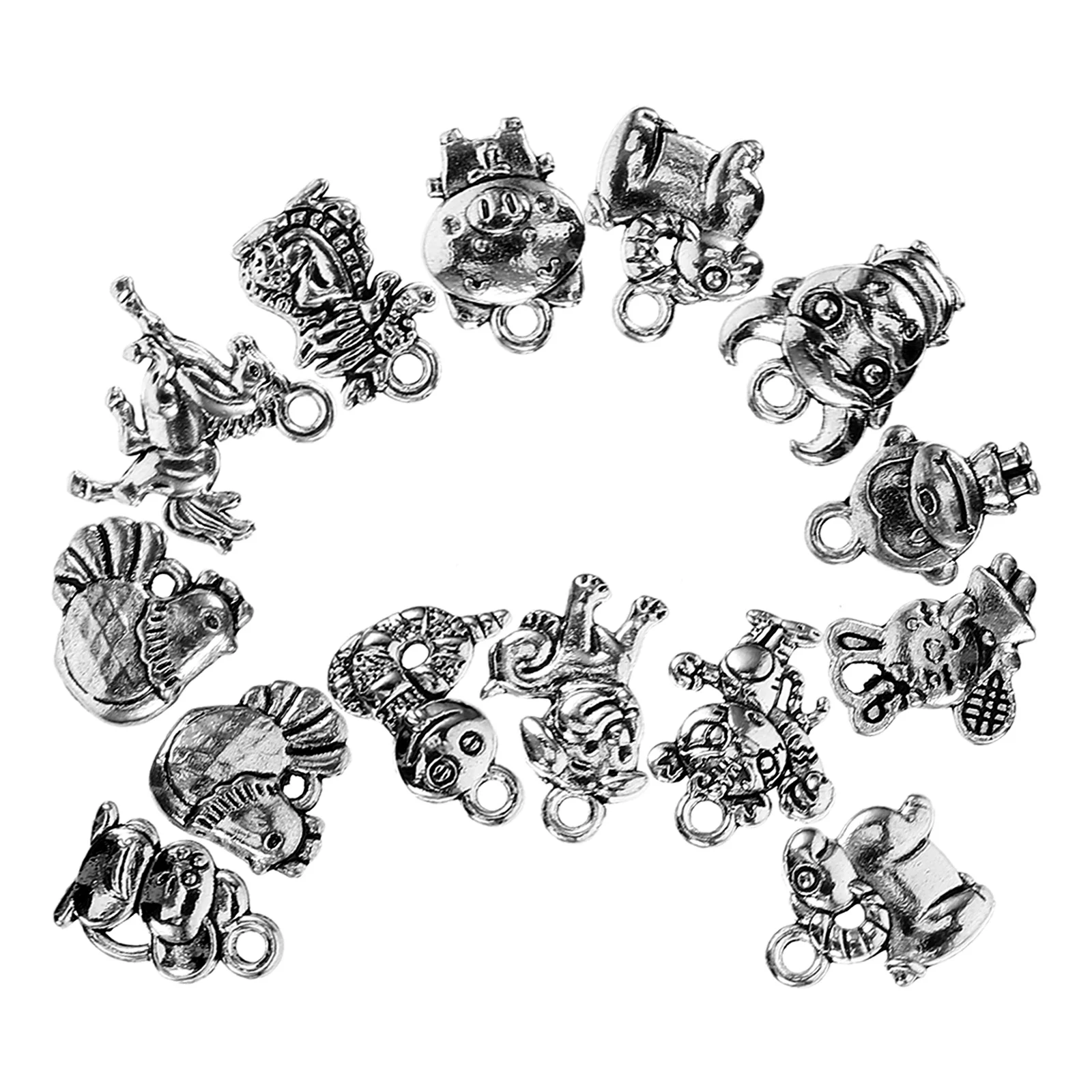 36 Pcs Jewelry Pendant Accessories 12 Constellation Steampunk Necklace Crafting Spacer Bead Bracelets Charm Ancient Silver