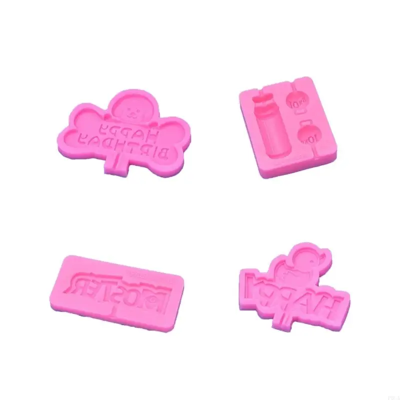 P0UA Happy Birthday Shaped Baking Moulds DIY Cake Decorating Tools Silicone Material