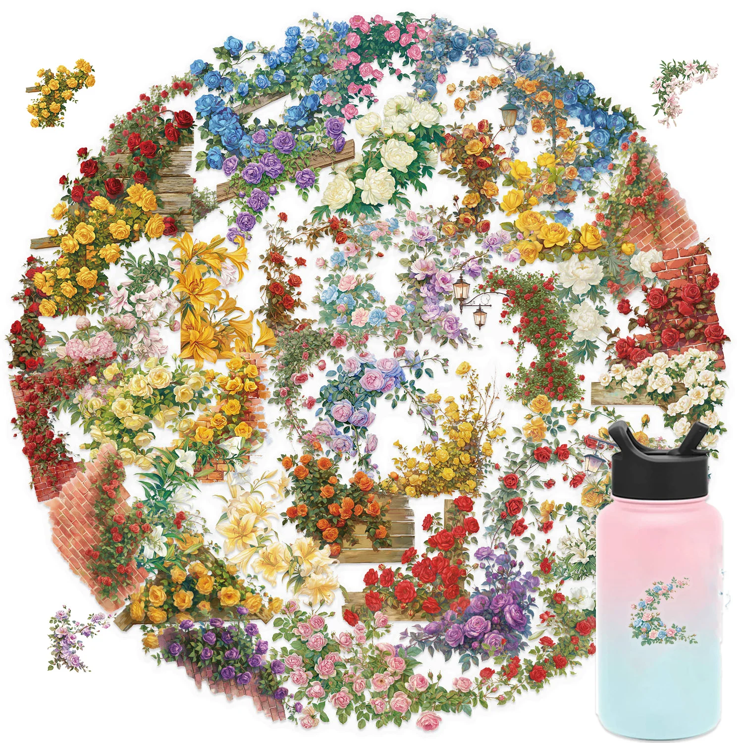 50 stücke Blume Pflanze Aufkleber Hand Zelt DIY Stick Etiketten Scrapbooking Material Journal Liefert Transparente Blume PET Aufkleber – Detail 22