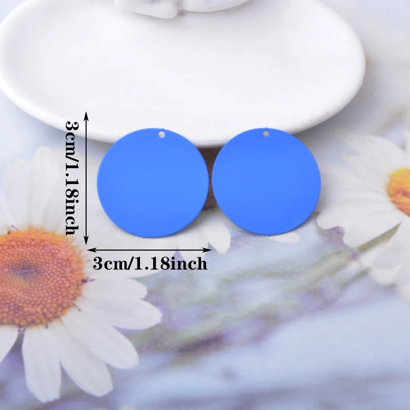 10 Stück AB9257 30mm Runde Anhänger aus Eisen, mehrfarbig lackiert, für DIY-Schmuckherstellung – Detail 2
