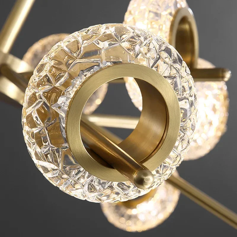 جديد النحاس الجزيئية Led أضواء الثريا ديكور المنزل غرفة المعيشة غرفة نوم الشمال الفاخرة معصمه الكراك كريستال مصابيح السقف #6