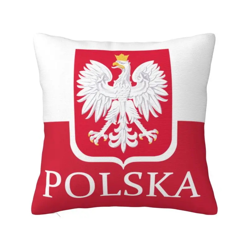 

Custom Nordic Polska Polish Flag Cushion Cover for Sofa Velvet Poland Flag Pillow Case Living Room Decoration