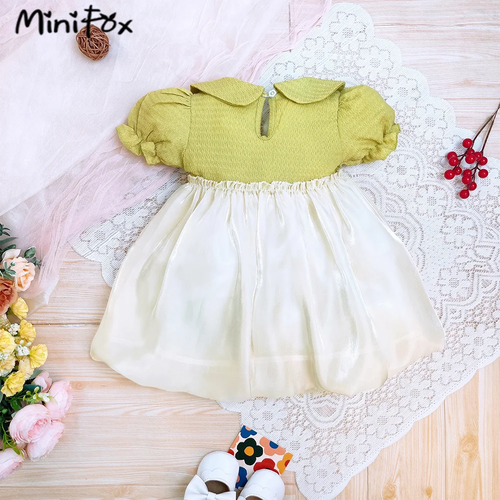 MiniFox 0-4Y Baby Princess Dresses Summer Puffy Sleeve Cartoon Bear Dress For Girls Kids Party Gown Children Clothes Baby