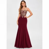 BABYONLINE Women's Lace Applique Long Formal Mermaid Evening Prom Dresses 3