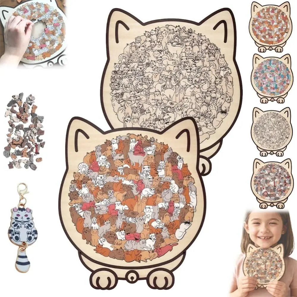 

135-piece Morandi-colored Cat-shaped Puzzle with Cat Silhouette Frame Cat Puzzle Ornaments Cat Wooden Jigsaw Puzzle