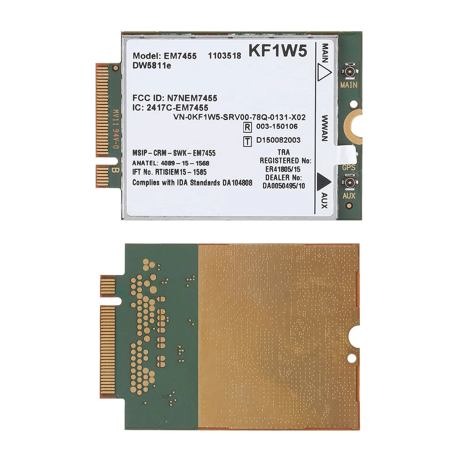 Replacement Wireless EM7455 for Dell DW5811e Qualcomm 4G LTE WWAN NGFF Card Module