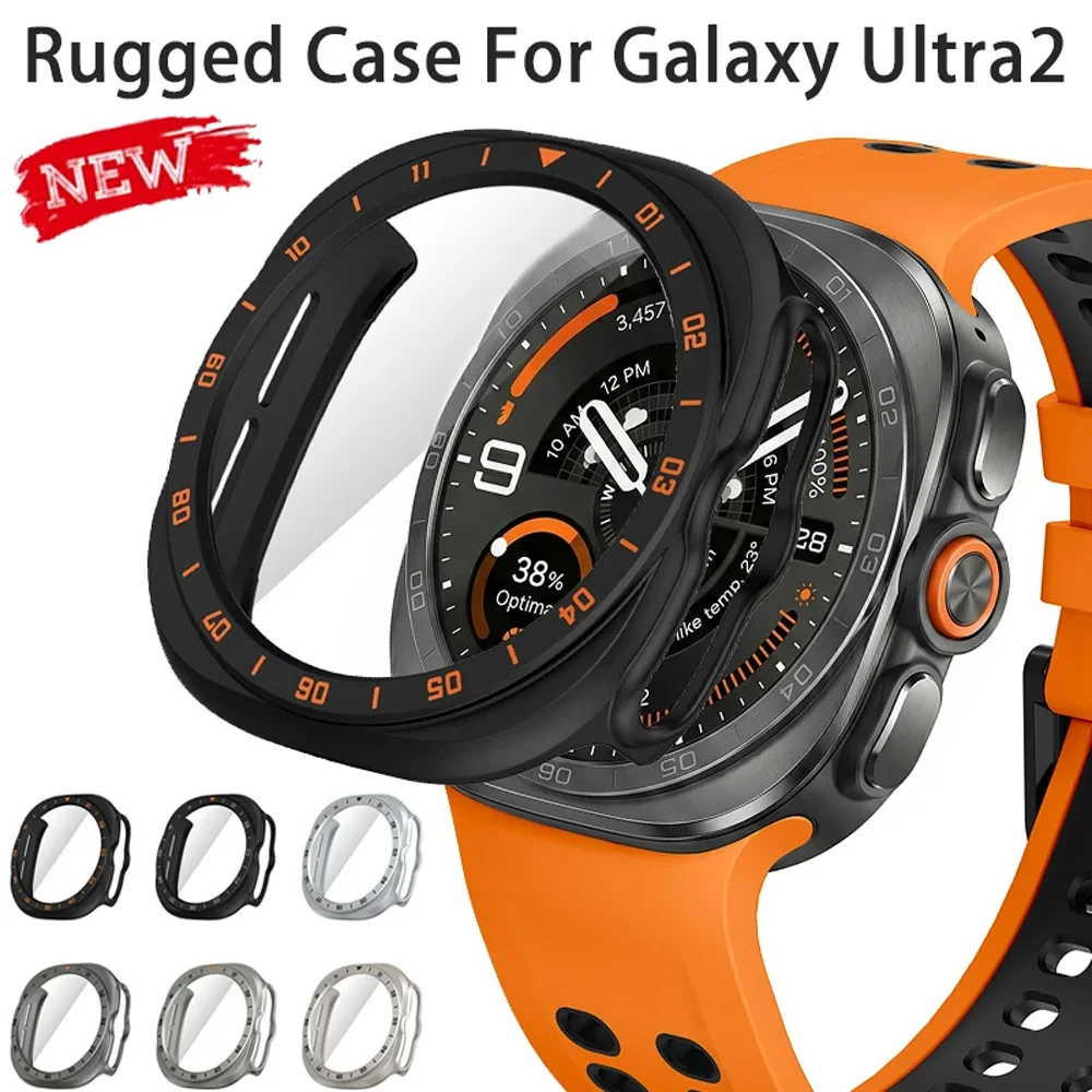Schutzhülle aus gehärtetem Glas für Samsung Galaxy Watch Ultra2 47mm, robuste Stoßfänger-Rahmenabdeckung, Galaxy Watch Ultra2 Schutzhülle