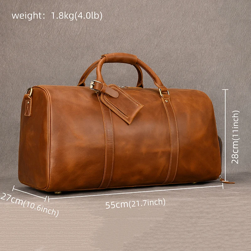 Fashion Vintage Leather Travel Hand Luggages Men's Duffle Handbags Travelling Business Tote Bag Brand Designer Bag For Men Gift