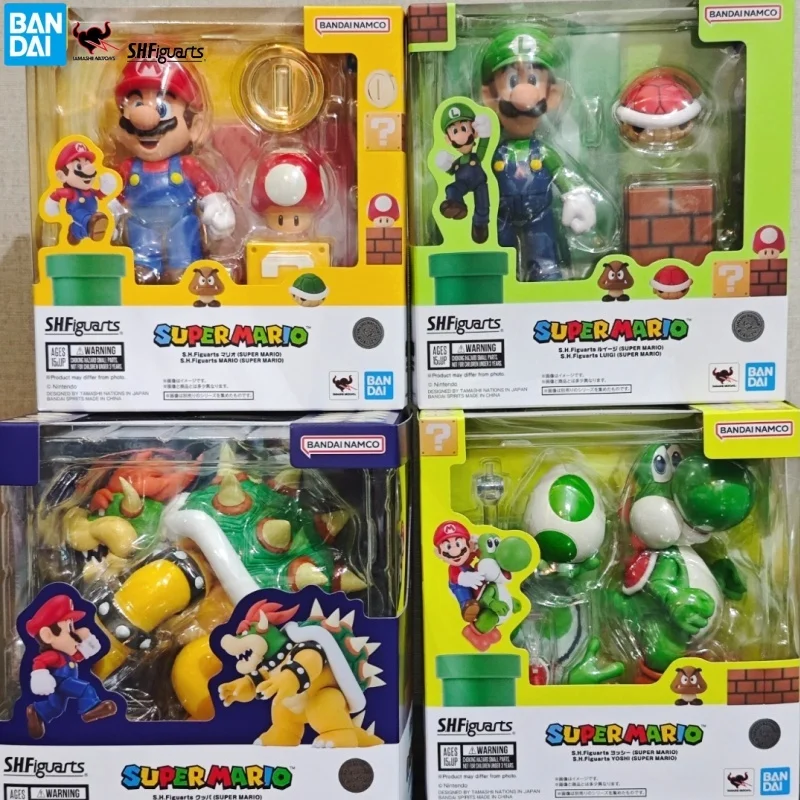 

New Bandai Original S.H.Figuarts Super Mario Series Luigi Yoshi Bowser Action Figure Toys For Boys Girls Collectible Ornaments