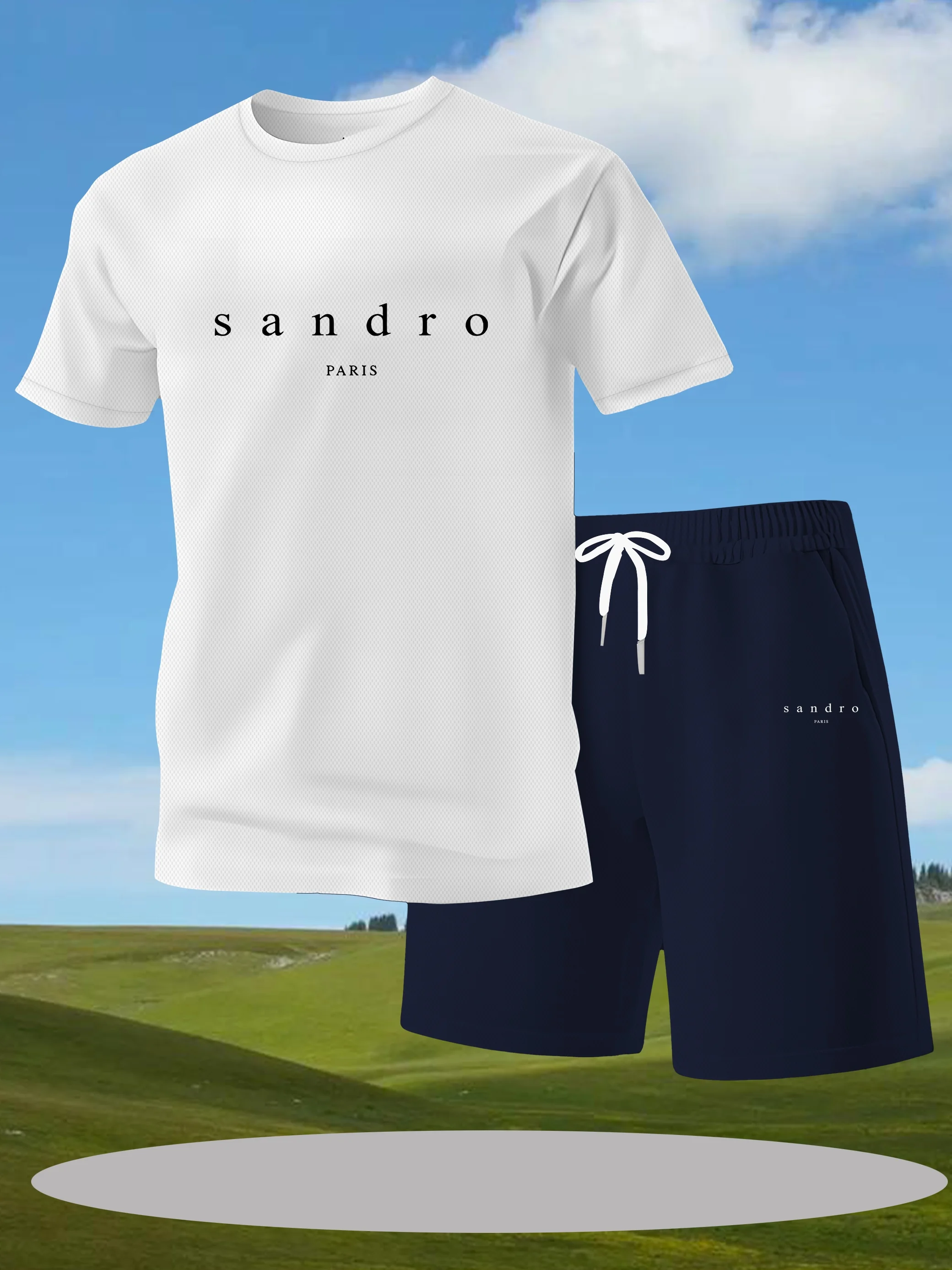 

New men's casual short sleeved T-shirt shorts set, adult basketball jogging sportswear 2-piece set, men's clothing