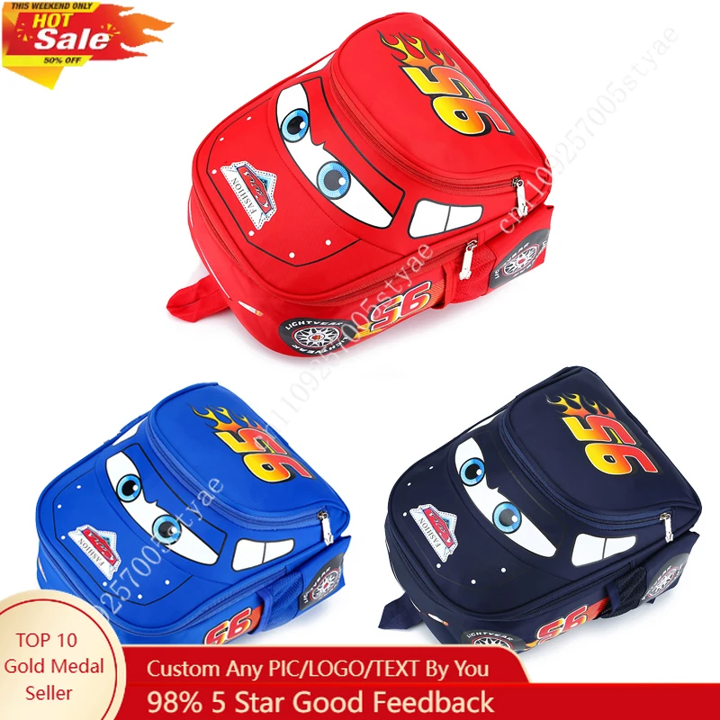 

Lightning McQueen car-shaped pattern splash-proof lightweight backpack for kids and boys.