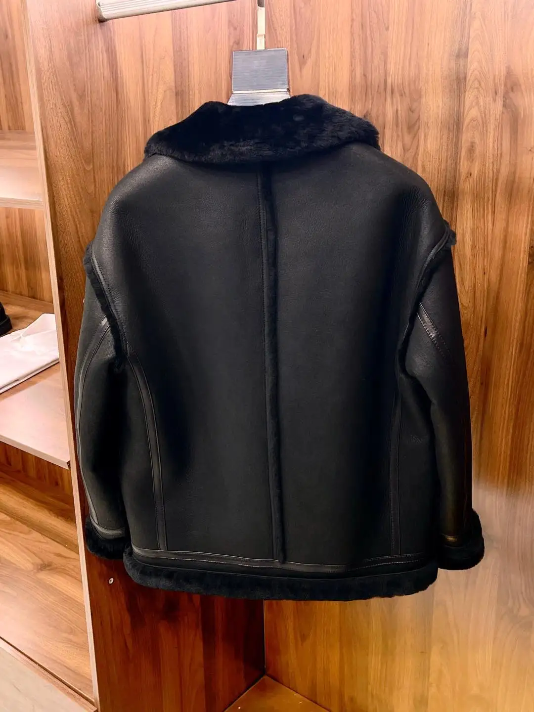 FWRD Black Fur Coat Mens Winter Warm Black Fur Coat Fashionable Winter Loose Fitting Black Fur Coat #FWRD0097