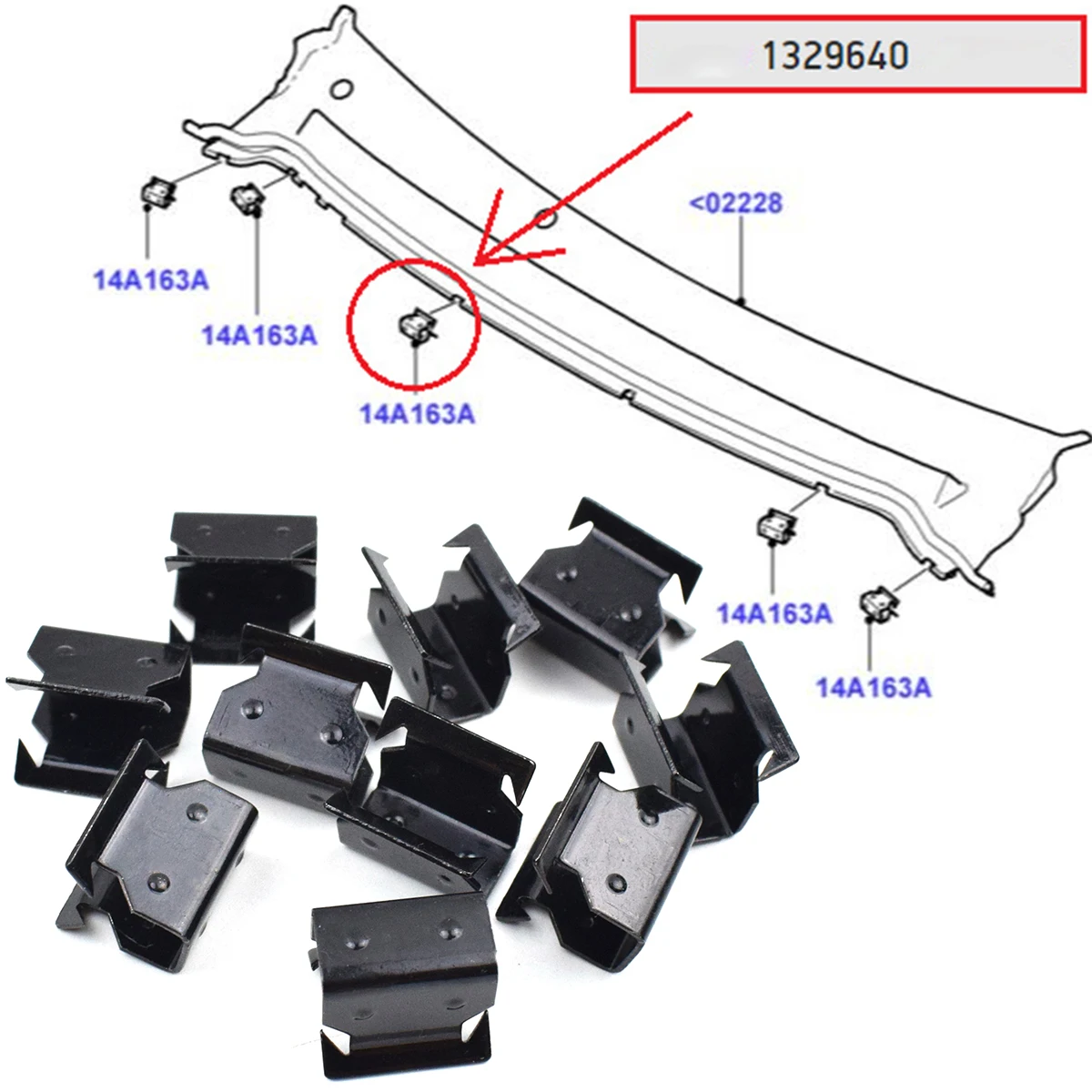 5/10PCS Cowl Scuttle Panel Trim Clips Metal Clamp Car Fastener For Ford Focus MK2 C-MAX 1329640 Outer Vent Grille Clip Retainer