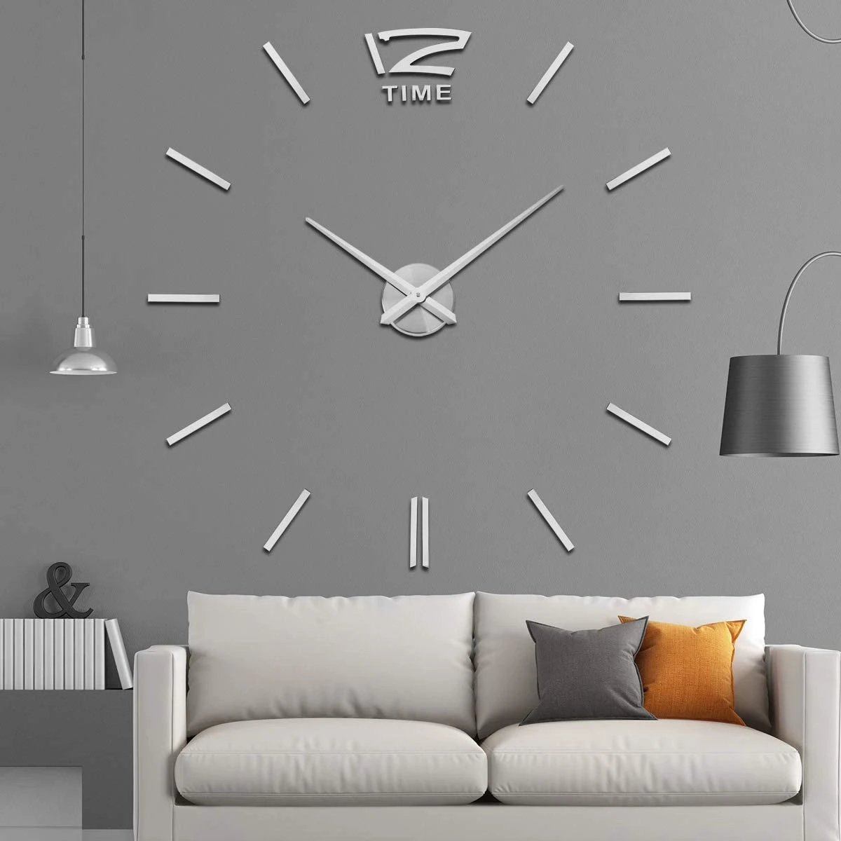 Manecillas de reloj 3D, mecanismo de movimiento de reloj grande, agujas de bricolaje, accesorios de pared, pieza de repuesto, plateado