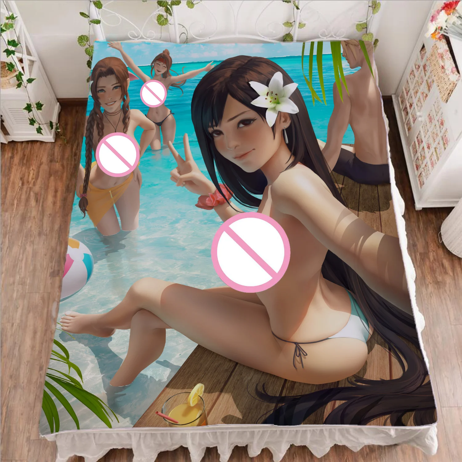 150x200cm Anime Game Mature Women Characters Bed Sheet Duvet Cover Animation Sexy Cosplay Warm Blanket