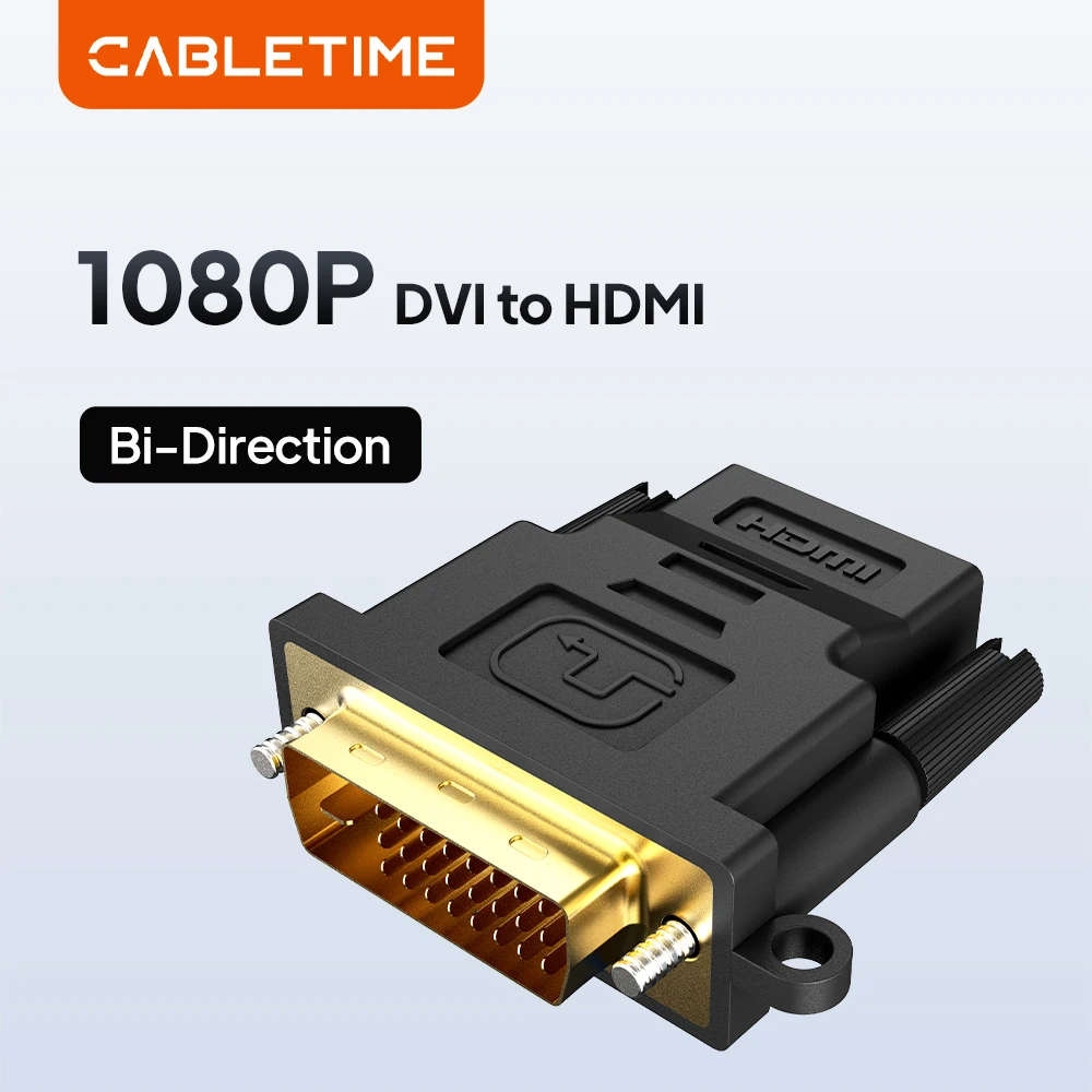 CABLETIME HDMI to DVI Adapter 1080P Video Transmission Converter for HDTV Desk Computer Monitor