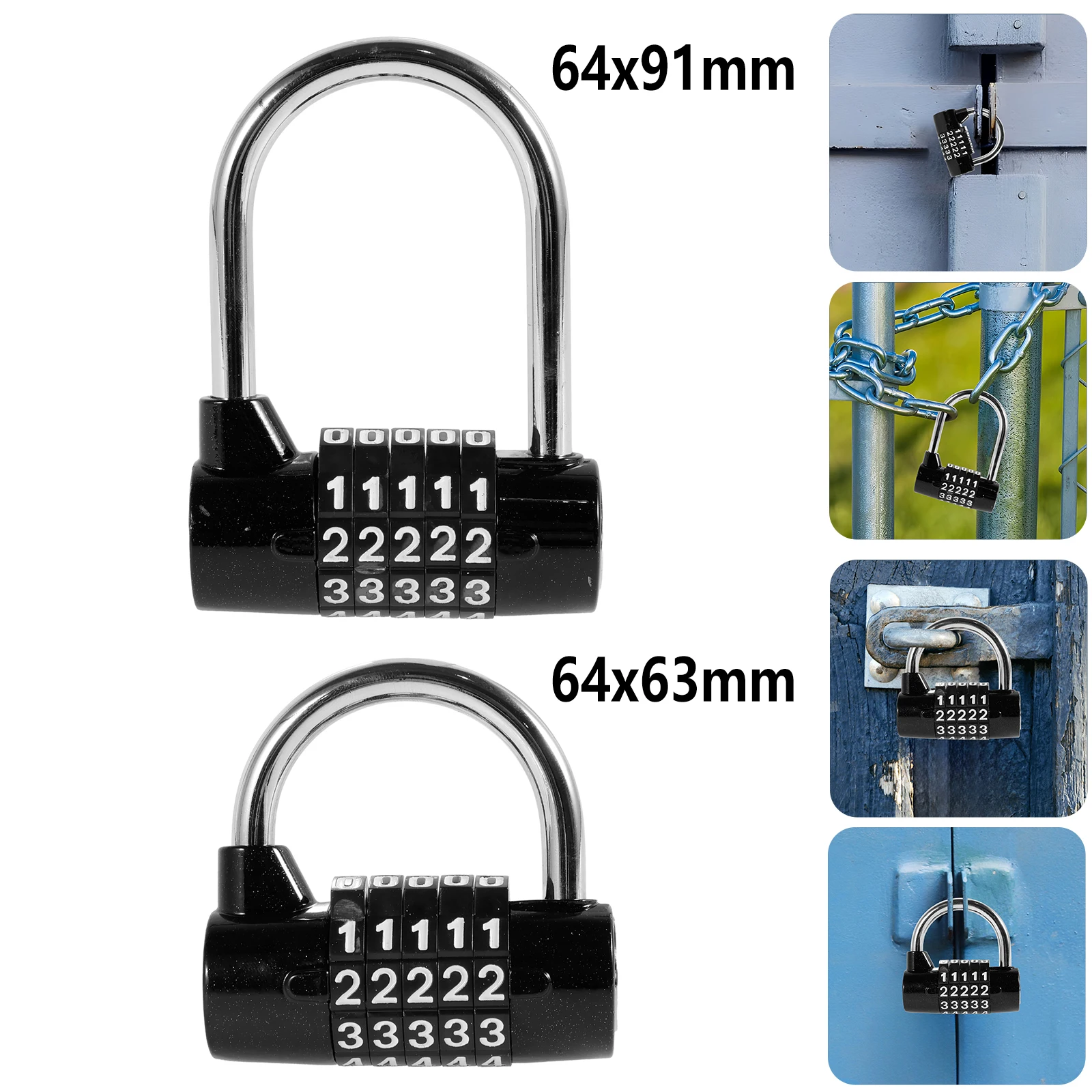 5 Digit Combination Locks Outdoor Waterproof Resettable Padlock for Door Traveling School Gym Locker Suitcases Employee Storage