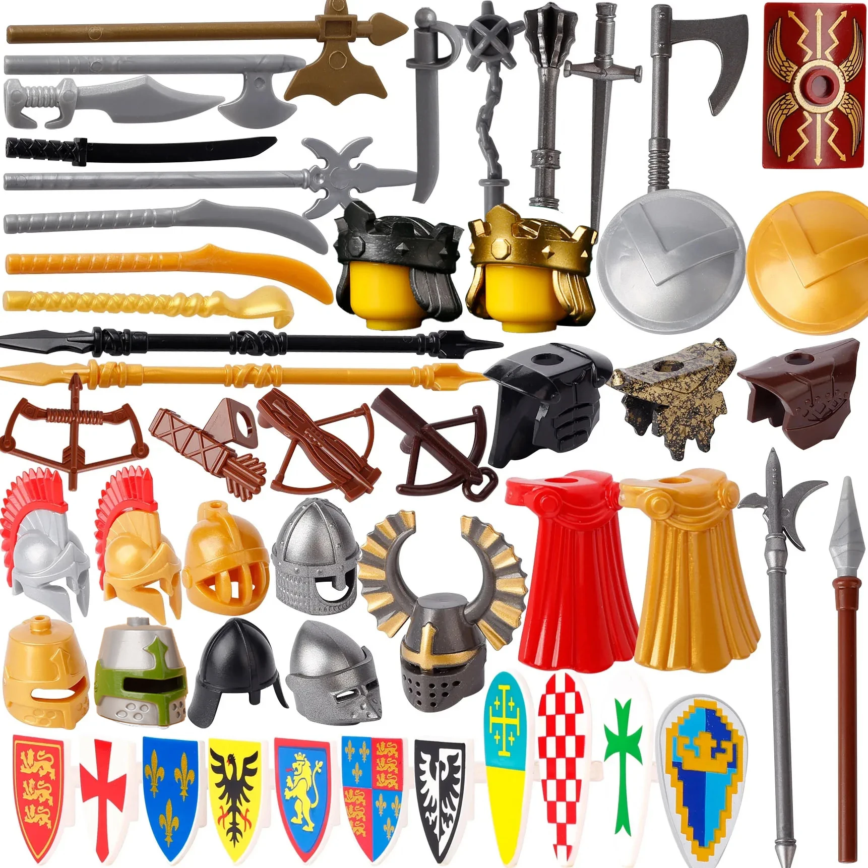 Medieval Weapons Sword Helmets Shield Bow Arms Building Blocks Rome Soldiers Figures Accessories Spear Bricks Toys Compatible