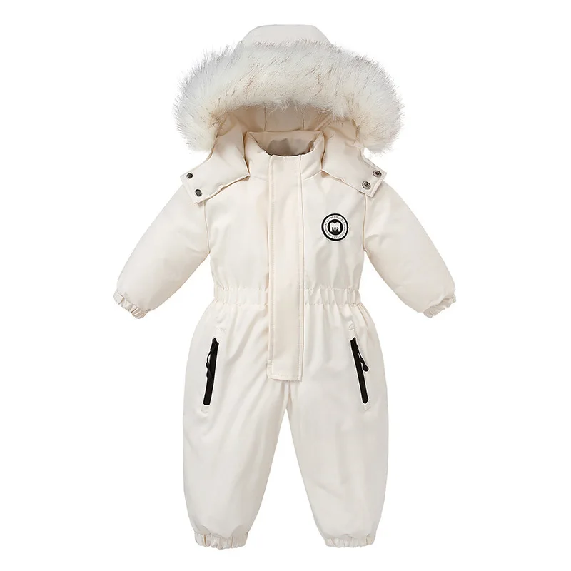 Children Ski One Piece Jumpsuit Ski Suit Boys Girls Autumn Winter Windproof Warm Fleece Jacket Kids Skiing Snowboarding Suit