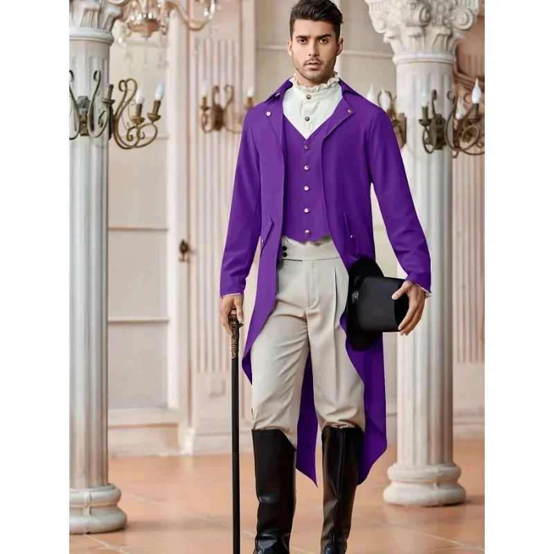 Renaissance Pirate Christmas Party Costume Autumn Men\'s Elegant Steampunk Victorian Jacket Gothic Tailcoat Costume Vintage