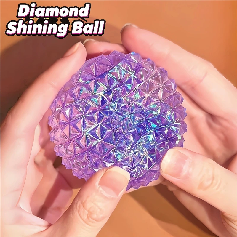 Clear Faceted Diamond Squishy Ball Rainbow Reflection Maltose Filling Slow Rising Squeeze Anxiety Fidget Relief Collection Toy