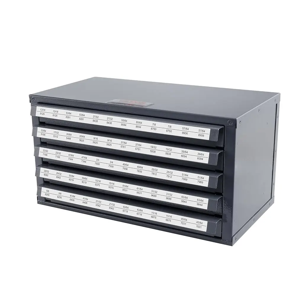 

Drill Bit Dispenser Cabinet, Five-Drawer Drill Bit Dispenser, 1/2"" Reduced Shank Drill Bit Organizer Cabinet, Drill Dispenser