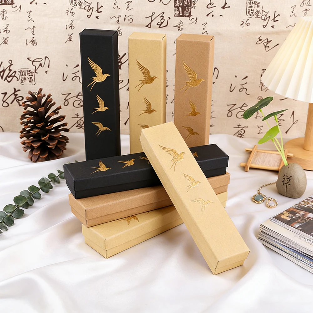 

20/50/100 шт. подарочные коробки из крафт-картона с внутренней губчатой вставкой, 21*4.5*3 см, черные, для ювелирных изделий и ожерелий