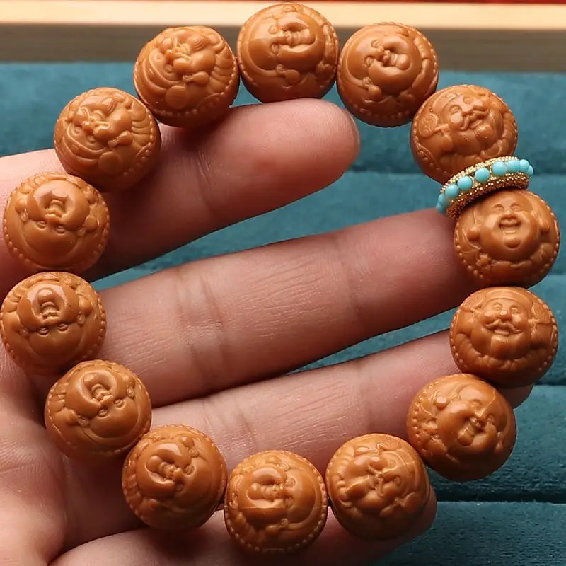 Ins Big Seed Wild Monkey Head Walnut Carving Maitreya Laughing Buddha HandString Buddha Beads Local Hero Peach Pit God of Wealth