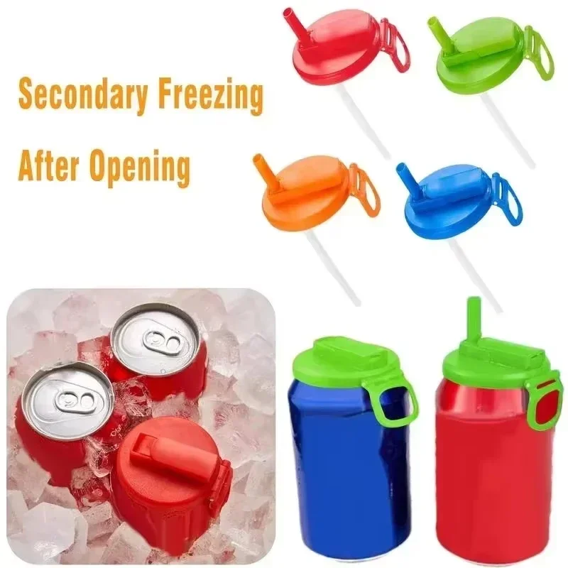 

New Soda Can Lids Silicone Straws Can Covers For Soda Bpa-free Reusable Jar Cap Accessories Fit Canned Beverage Beer Juice