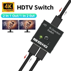 Kompatybilny z HDMI 2.0 2-portowy przełącznik 4K 2x1 1x2 KVM Dwukierunkowy przełącznik UHD 4Kx2K 3D Full HD 1080P 2 wejście 1 rozdzielacz wyjściowy