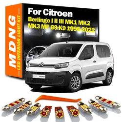 MDNG For Citroen Berlingo I II III MK1 MK2 MK3 MF B9 K9 1996-2018 2019 2020 2021 2022 LED Bulb Interior Map Dome Trunk Light Kit