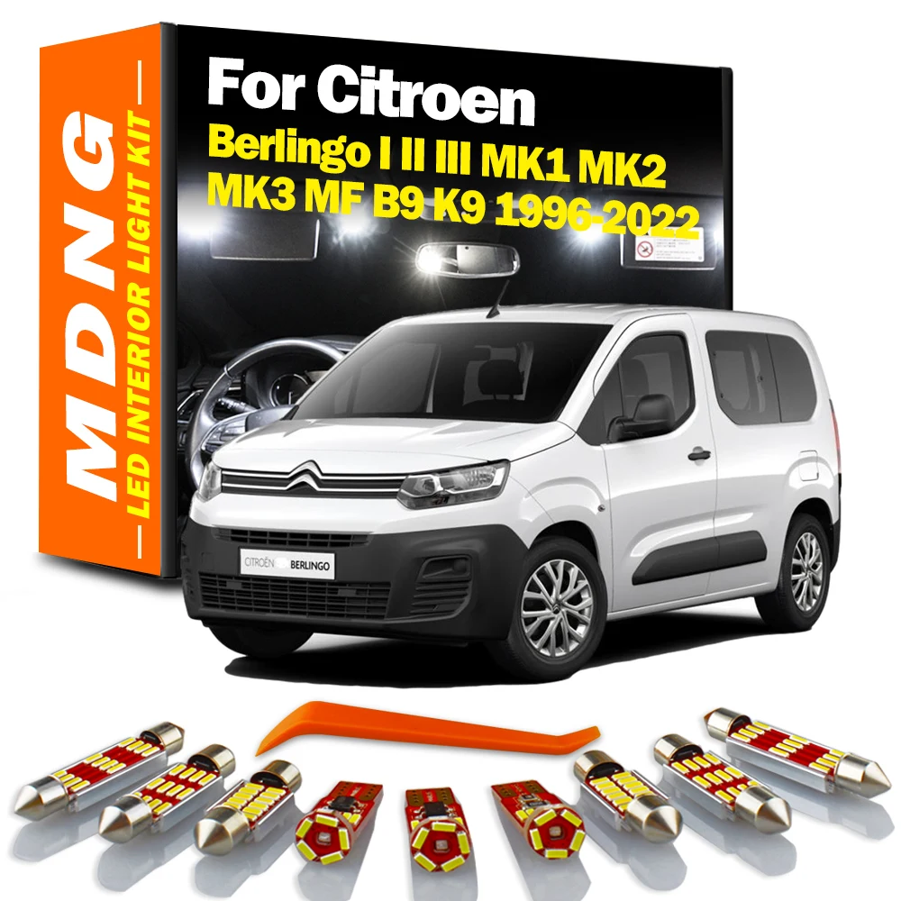 MDNG For Citroen Berlingo I II III MK1 MK2 MK3 MF B9 K9 1996-2018 2019 2020 2021 2022 LED Bulb Interior Map Dome Trunk Light Kit