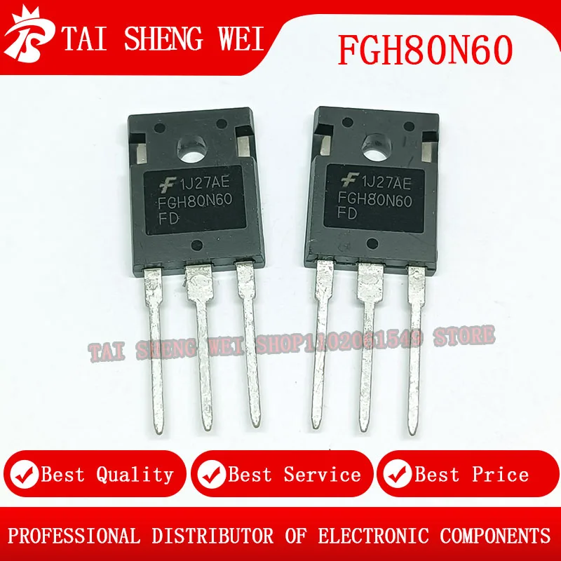 5pcs FGH80N60FD FGH80N60 80N60 À-247 80A 600V TO247 TUBE PUISSANCE TRANSISTOR IGBT