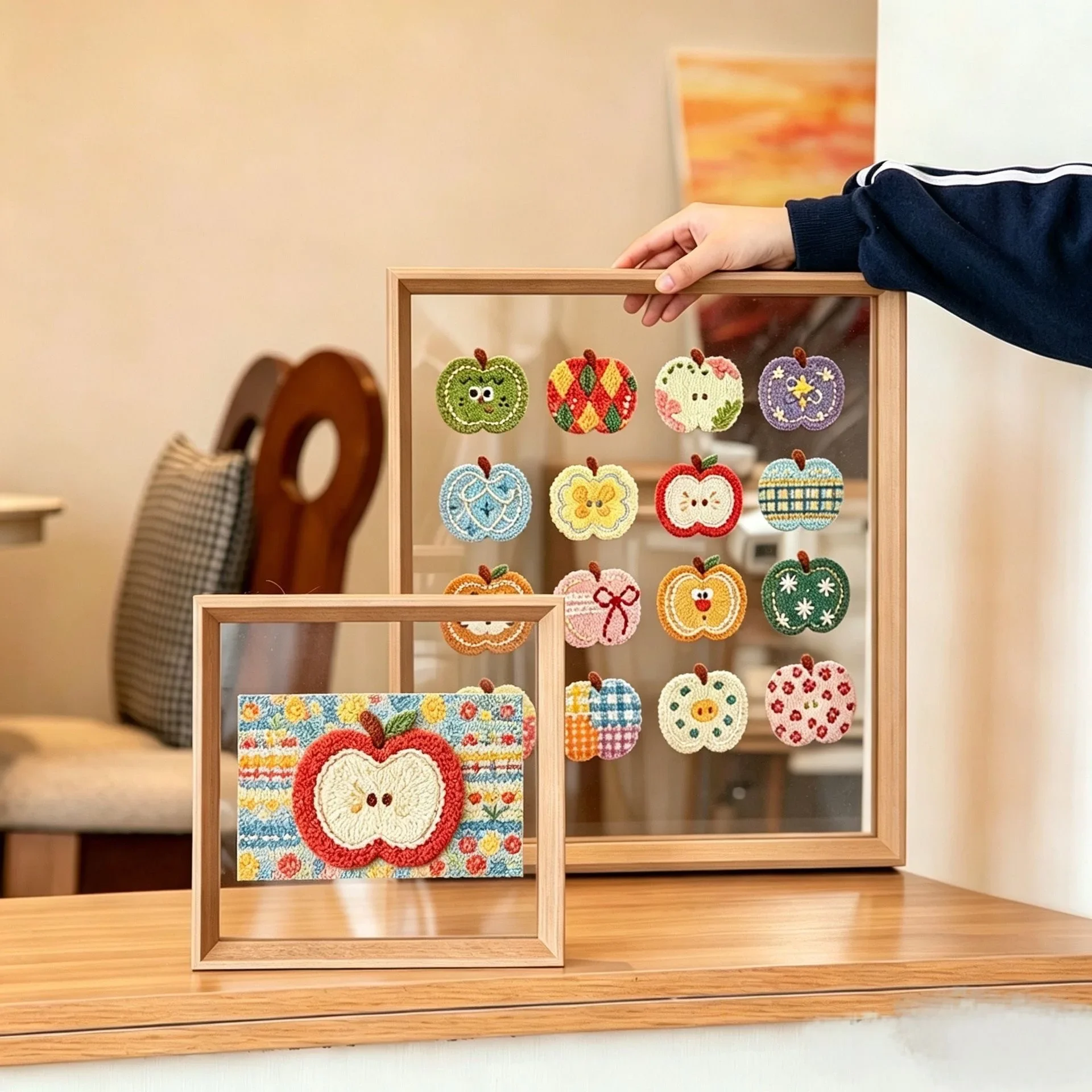Wall Mounted Square Craft Display Frame with Clear Acrylic Panel for Fuse Bead Art Patches Photos and DIY Home Decor