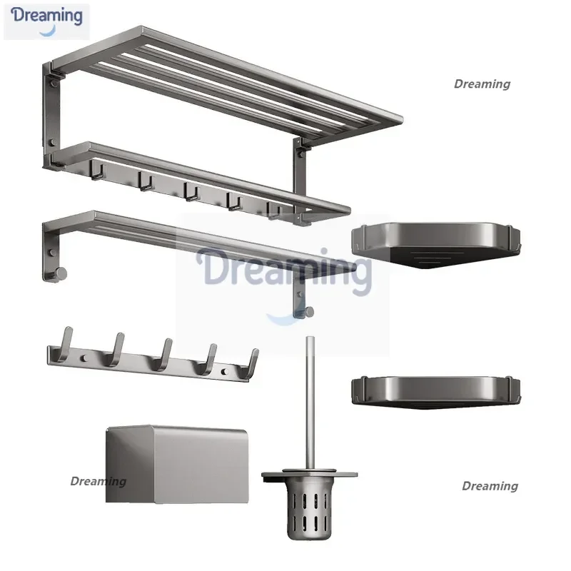 

Вешалка для полотенец Без перфорации, ясень пистолета, полка, вешалка для хранения туалета, настенная вешалка для полотенец для ванной комнаты