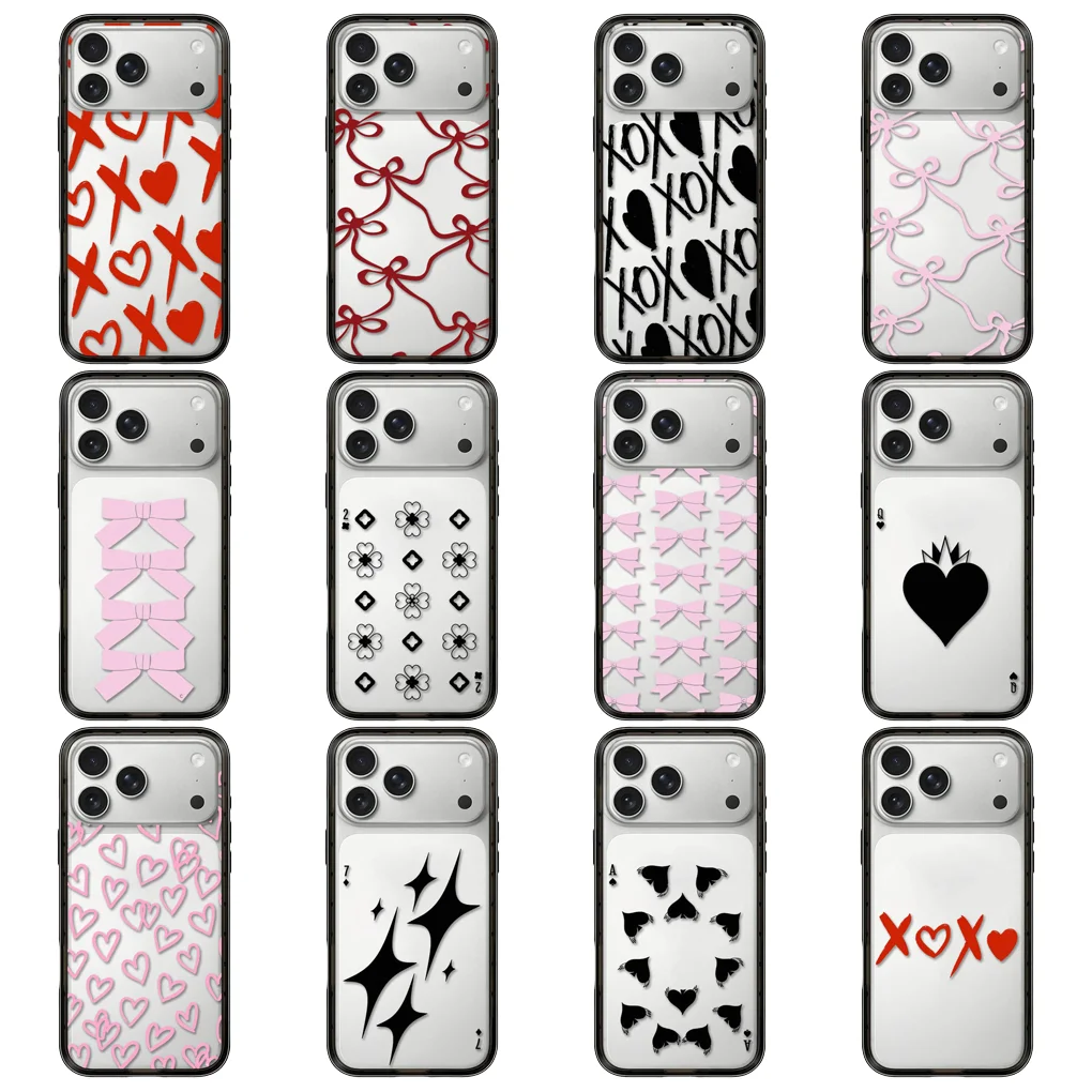 

Playing Cards Bow Tie Compact Acrylic Magnetic Phone Case Cover for IPhone 13 14 15 16 17 Pro Max Case for IPhone 17 Air