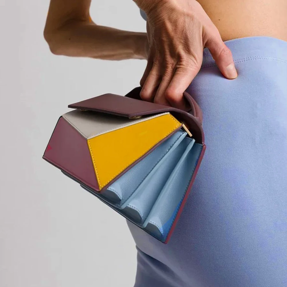 Women's Leather Geometric Design Organ Bag Designer Luxury Handbag Fashion New high quality Stitching Shoulder Bag