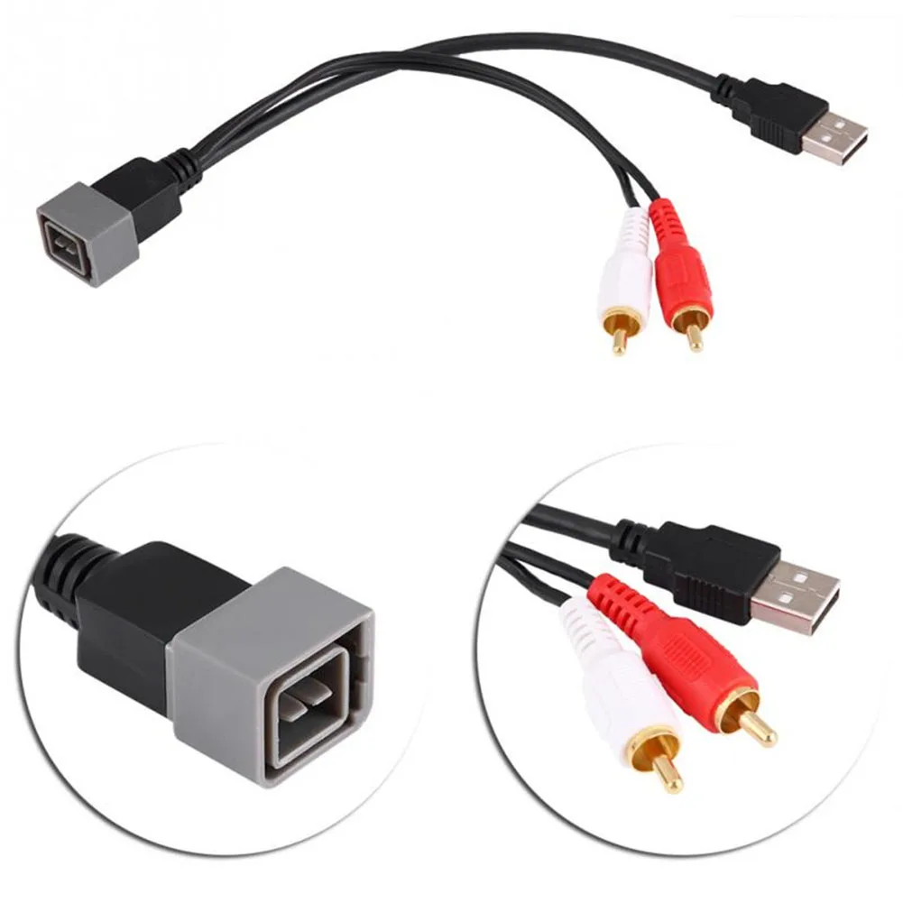 Car Radio USB Adapter Audio Cable USB Port Input Retention Cable 8-pin USB Port RCA Plug Aux Cable for Nissan Cube/ Juke/ Versa