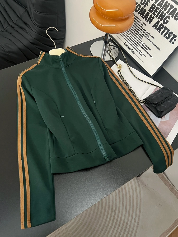 Slim Fit Hoodie Jacket Women's Double Zipper Casual Stand Collar plus Size Fat MM Show Thin Base Layer Top for Autumn 2026